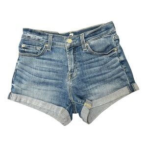 7 For All Mankind Light Blue Denim Shorts Size 23 Worn In Casual